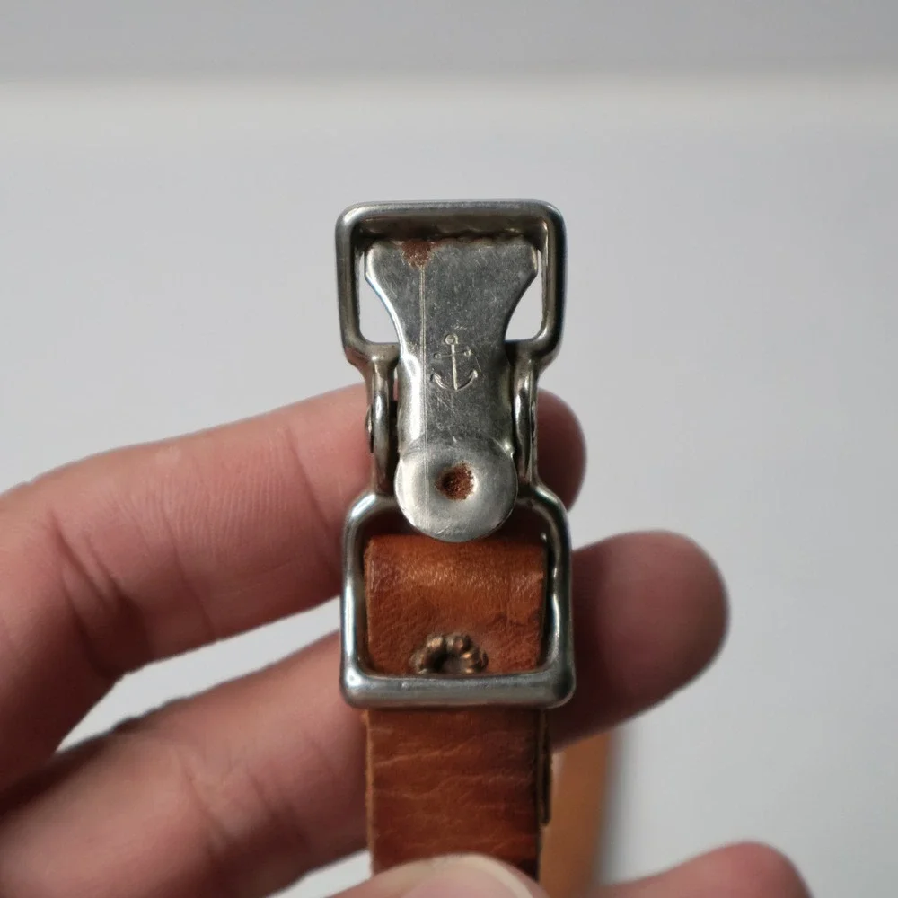 Vintage Brown Leather Strap with Metal Anchor Clip Utility Belt‎ Accessory 22in
